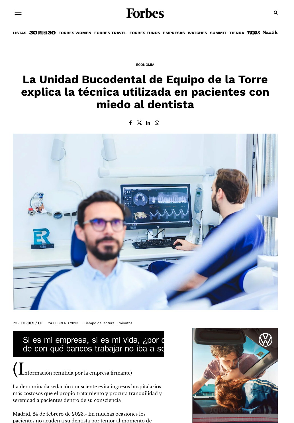 La Unidad Bucodental de Equipo de la Torre explica la técnica utilizada en pacientes con miedo al dentista